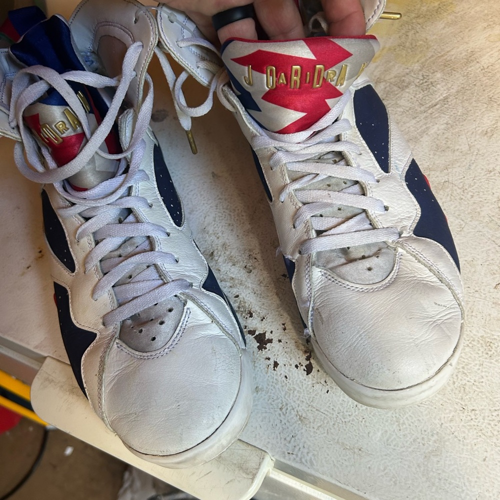 Jordan Athletic Shoes in White, Blue, and Red - Picture 4 of 6
